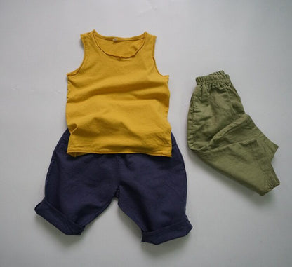 -キッズ コットンリネン パンツ【mh0000534】 - mamahalo shop - ロングパンツ・スウェットパンツ -  べビー服 - 子供服 - 男の子 - 女の子