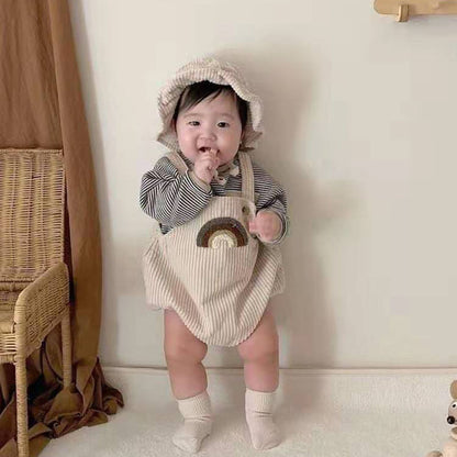-ベビー コーデュロイ レインボー ロンパース - mamahalo shop - ノースリーブロンパース -  べビー服 - 子供服 - 男の子 - 女の子