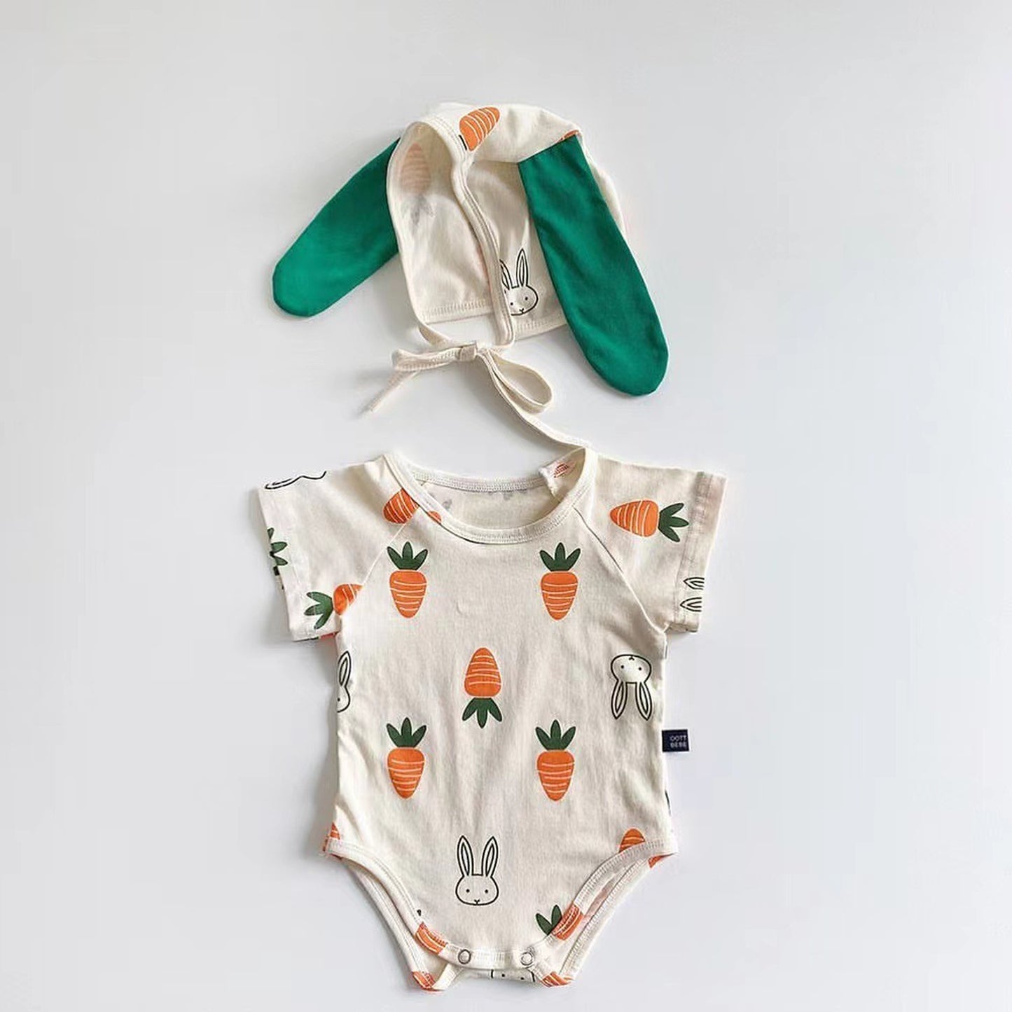 -ベビー くま うさぎ にんじん 半袖 ロンパース 帽子 セット【mh0000558】 - mamahalo shop - 半袖ロンパース -  べビー服 - 子供服 - 男の子 - 女の子