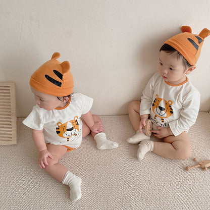 -ベビー タイガー 虎 長袖 半袖 しっぽ付き ロンパース【mh0000711】 - mamahalo shop - 半袖ロンパース -  べビー服 - 子供服 - 男の子 - 女の子