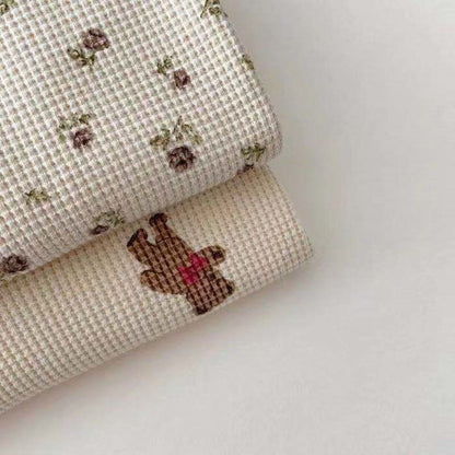 -ベビートップス くま ベア フラワー ワッフル 長袖Tシャツ【mh0000356】 - mamahalo shop - 長袖Tシャツ -  べビー服 - 子供服 - 男の子 - 女の子