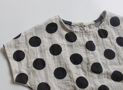 -キッズトップス みずたまドットプリント ルーズ シャツ Tシャツ - mamahalo shop - 半袖Tシャツ -  べビー服 - 子供服 - 男の子 - 女の子