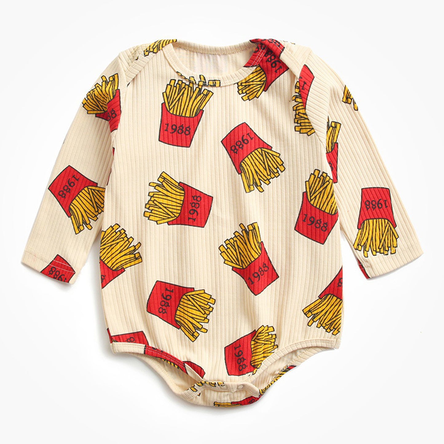 -ベビー ポテト くるま プリント 長袖 ロンパース【mh0000468】 - mamahalo shop - 長袖ロンパース -  べビー服 - 子供服 - 男の子 - 女の子