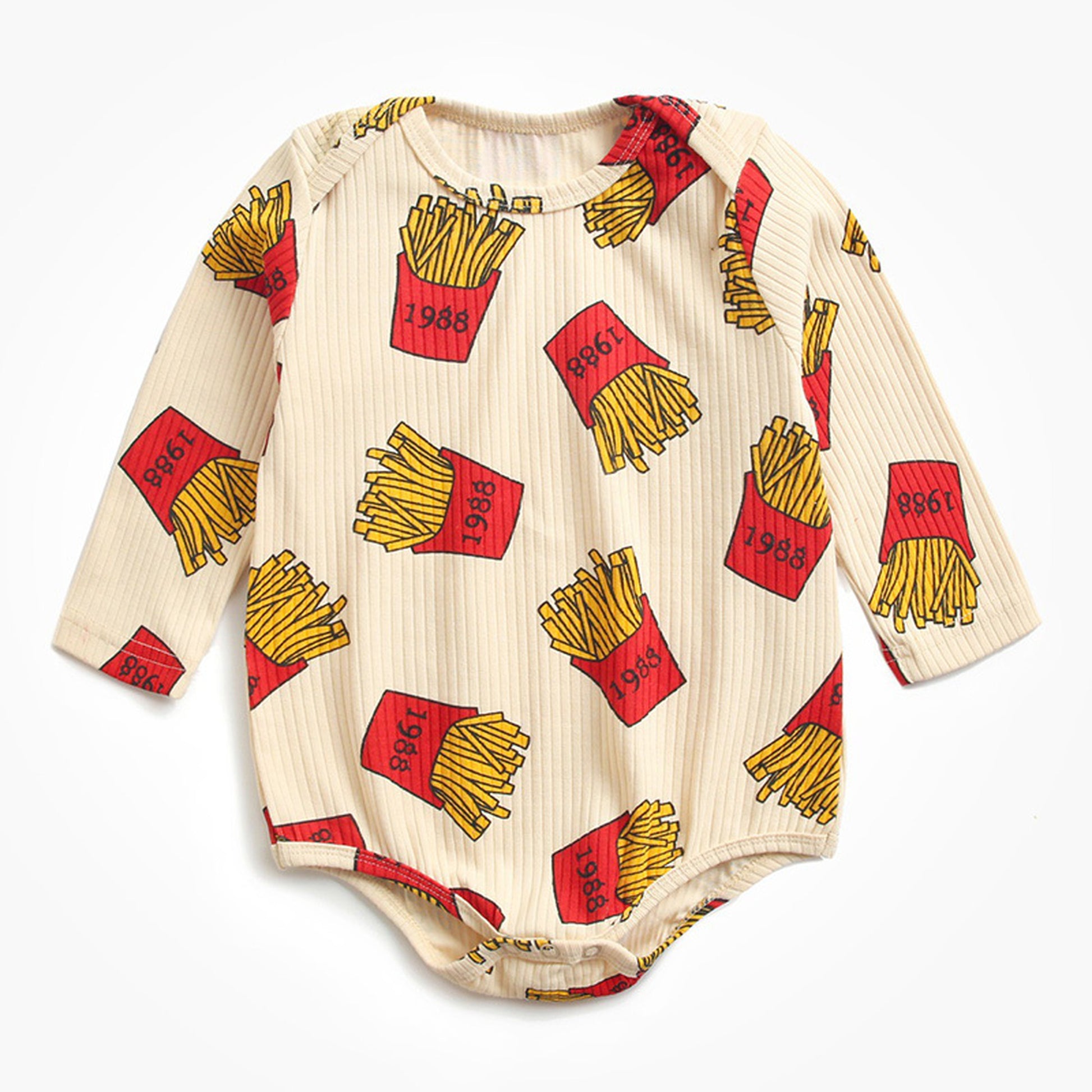 -ベビー ポテト くるま プリント 長袖 ロンパース【mh0000468】 - mamahalo shop - 長袖ロンパース -  べビー服 - 子供服 - 男の子 - 女の子