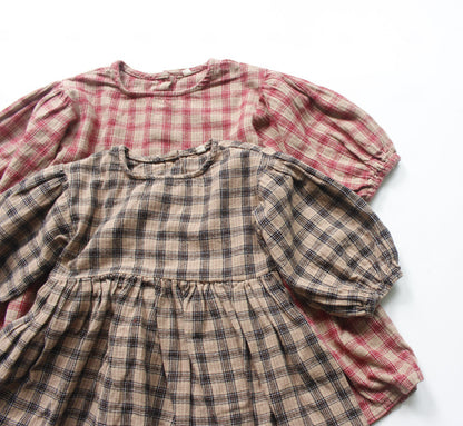 -キッズ チェック ワンピース【mh0000324】 - mamahalo shop - 長袖ワンピース -  べビー服 - 子供服 - 男の子 - 女の子