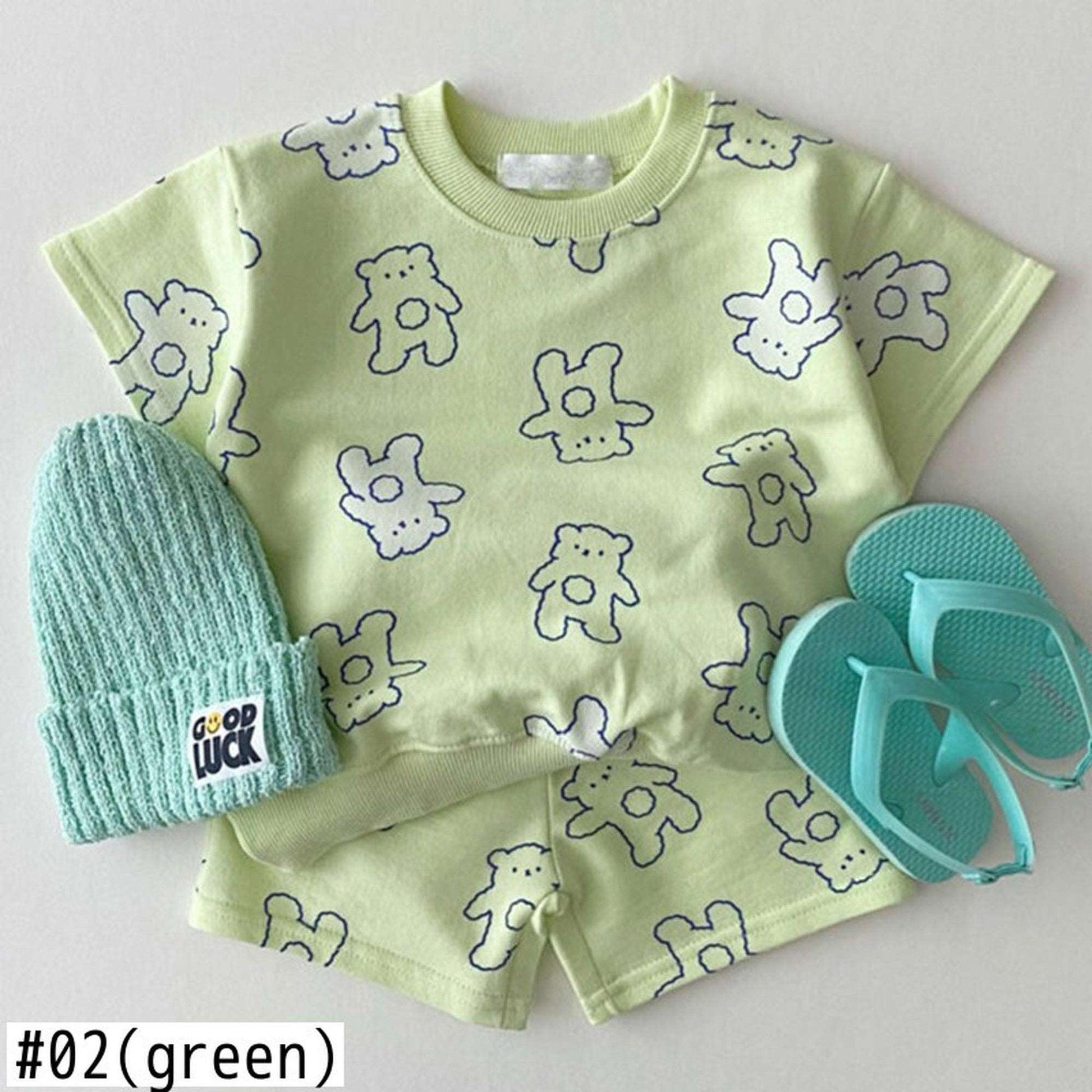 -ベビーくま セットアップ 半袖 Tシャツ ショートパンツ【mh0000475】 - mamahalo shop - 半袖セットアップ -  べビー服 - 子供服 - 男の子 - 女の子