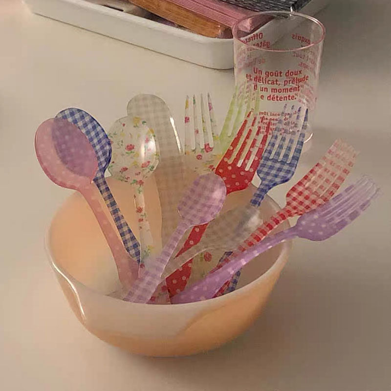 -# フォーク スプーン チェック 水玉 フラワー 食器 カトラリー【mh0001025】 - mamahalo shop - カトラリー -  べビー服 - 子供服 - 男の子 - 女の子