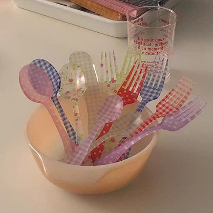 -# フォーク スプーン チェック 水玉 フラワー 食器 カトラリー【mh0001025】 - mamahalo shop - カトラリー -  べビー服 - 子供服 - 男の子 - 女の子