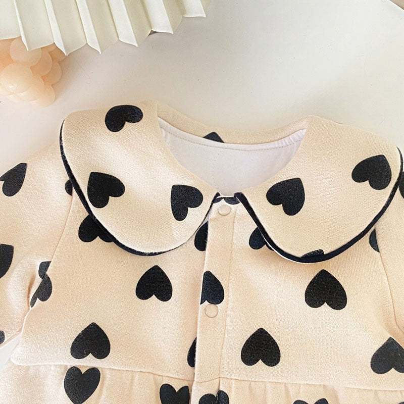 -ベビー ハート フリース アウター ジャンプスーツ【mh0001664】 - mamahalo shop - アウタージャンプスーツ -  べビー服 - 子供服 - 男の子 - 女の子