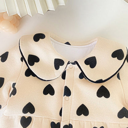 -ベビー ハート フリース アウター ジャンプスーツ【mh0001664】 - mamahalo shop - アウタージャンプスーツ -  べビー服 - 子供服 - 男の子 - 女の子