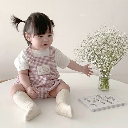-ベビー チェック サスペンダー ロンパース【mh0000041】 - mamahalo shop - ノースリーブロンパース -  べビー服 - 子供服 - 男の子 - 女の子
