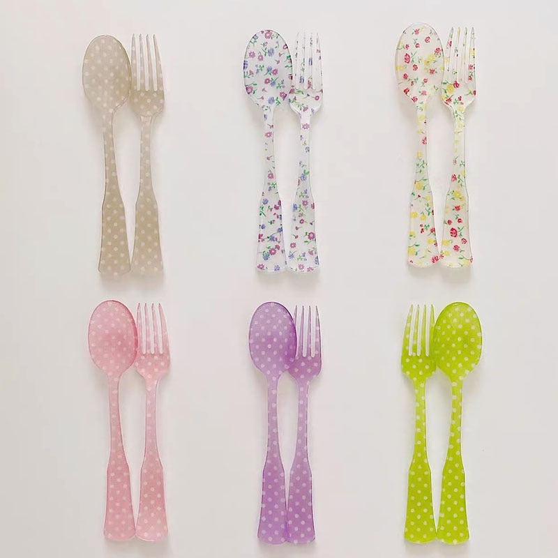 -# フォーク スプーン チェック 水玉 フラワー 食器 カトラリー【mh0001025】 - mamahalo shop - カトラリー -  べビー服 - 子供服 - 男の子 - 女の子