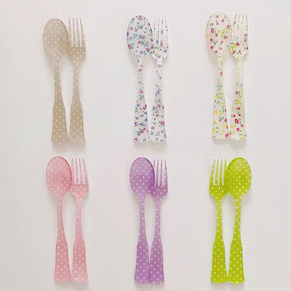 -# フォーク スプーン チェック 水玉 フラワー 食器 カトラリー【mh0001025】 - mamahalo shop - カトラリー -  べビー服 - 子供服 - 男の子 - 女の子