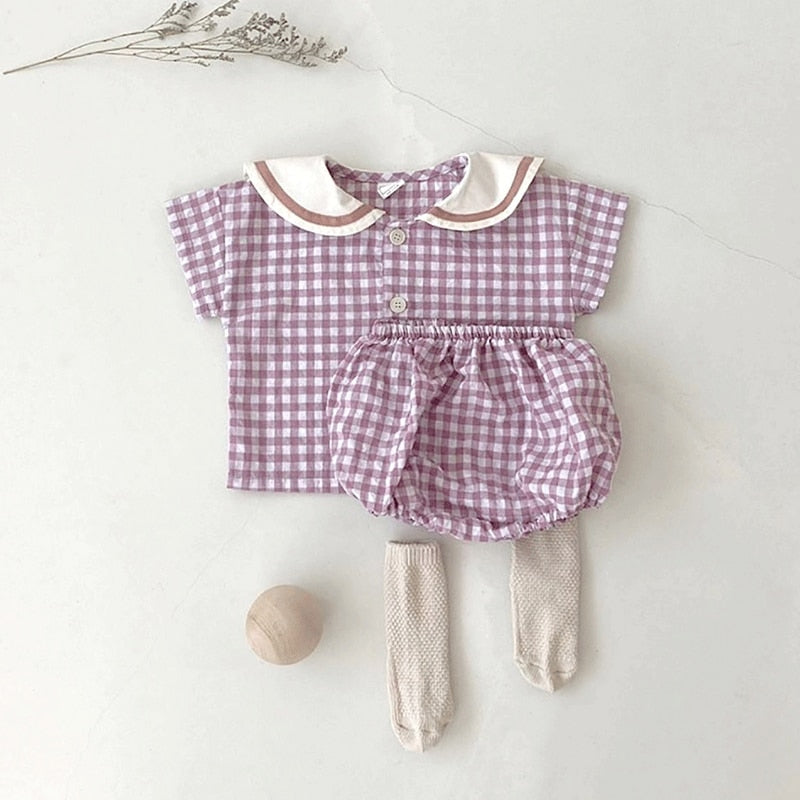 -# ベビー セーラーカラーTシャツ + ブルマ セットアップ【mh0000040】 - mamahalo shop - 半袖セットアップ -  べビー服 - 子供服 - 男の子 - 女の子