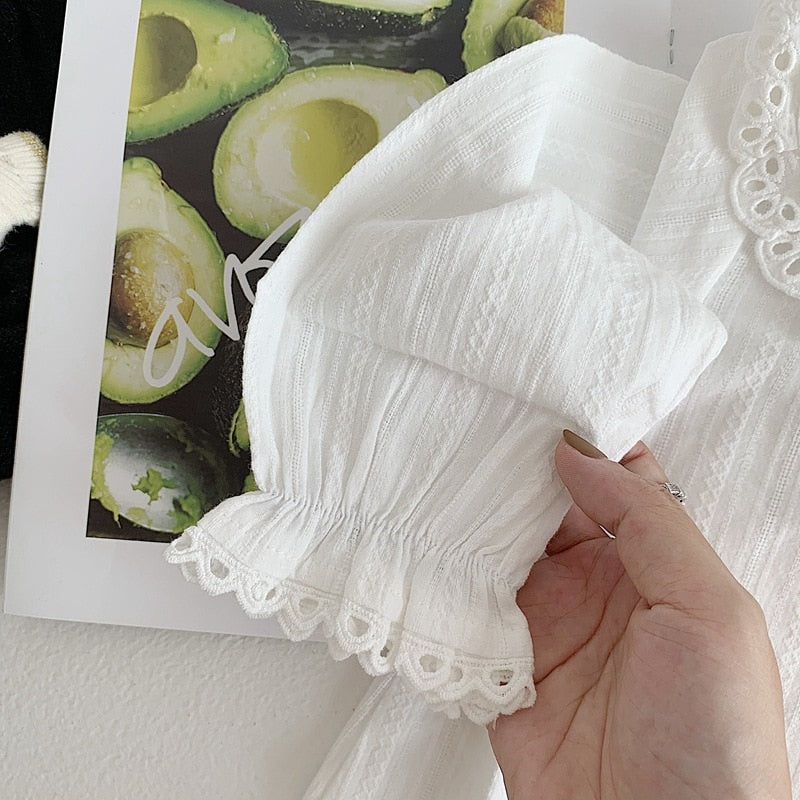 -キッズ レース ダブルカラー 長袖 ブラウス シャツ トップス - mamahalo shop - 長袖シャツ・ブラウス -  べビー服 - 子供服 - 男の子 - 女の子