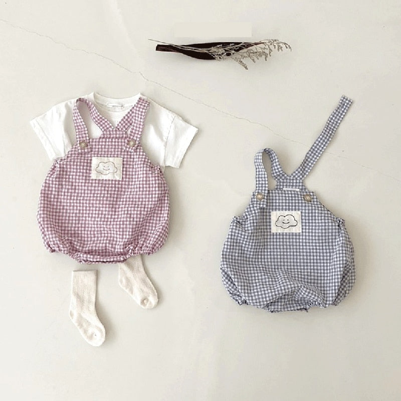 -ベビー チェック サスペンダー ロンパース【mh0000041】 - mamahalo shop - ノースリーブロンパース -  べビー服 - 子供服 - 男の子 - 女の子