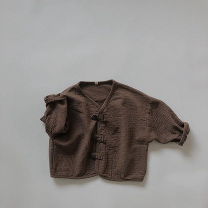 -キッズ コットンリネン カーディガン ジャケット - mamahalo shop - カーディガン・パーカー -  べビー服 - 子供服 - 男の子 - 女の子