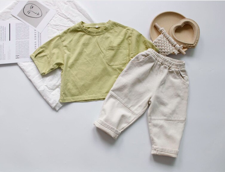 -キッズ ルーズ シンプル 半袖 Tシャツ - mamahalo shop - 半袖Tシャツ -  べビー服 - 子供服 - 男の子 - 女の子