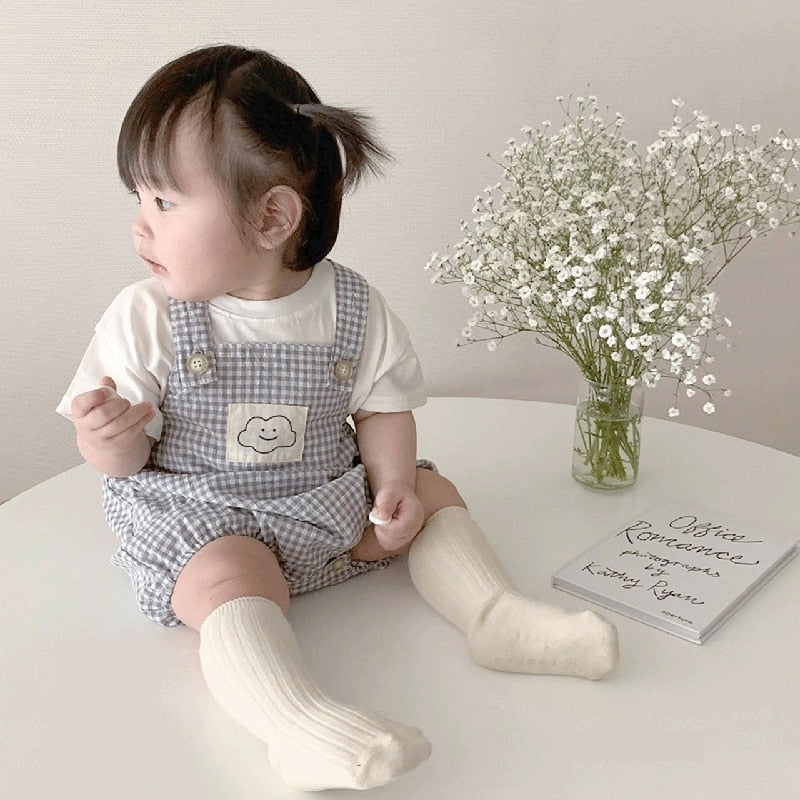 -ベビー チェック サスペンダー ロンパース【mh0000041】 - mamahalo shop - ノースリーブロンパース -  べビー服 - 子供服 - 男の子 - 女の子