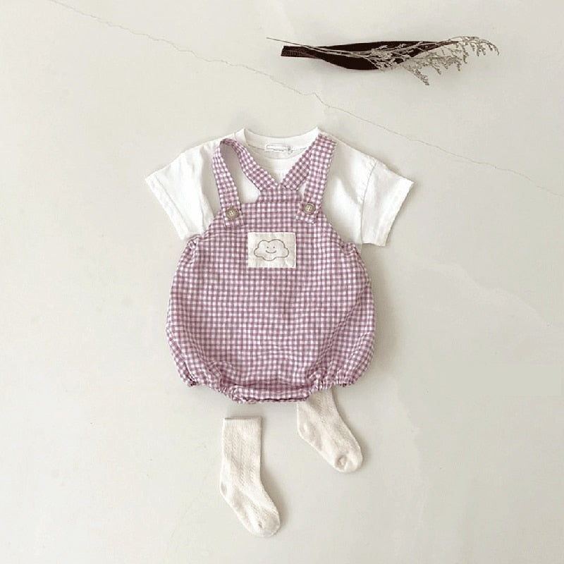 -ベビー チェック サスペンダー ロンパース【mh0000041】 - mamahalo shop - ノースリーブロンパース -  べビー服 - 子供服 - 男の子 - 女の子