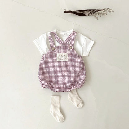 -ベビー チェック サスペンダー ロンパース【mh0000041】 - mamahalo shop - ノースリーブロンパース -  べビー服 - 子供服 - 男の子 - 女の子