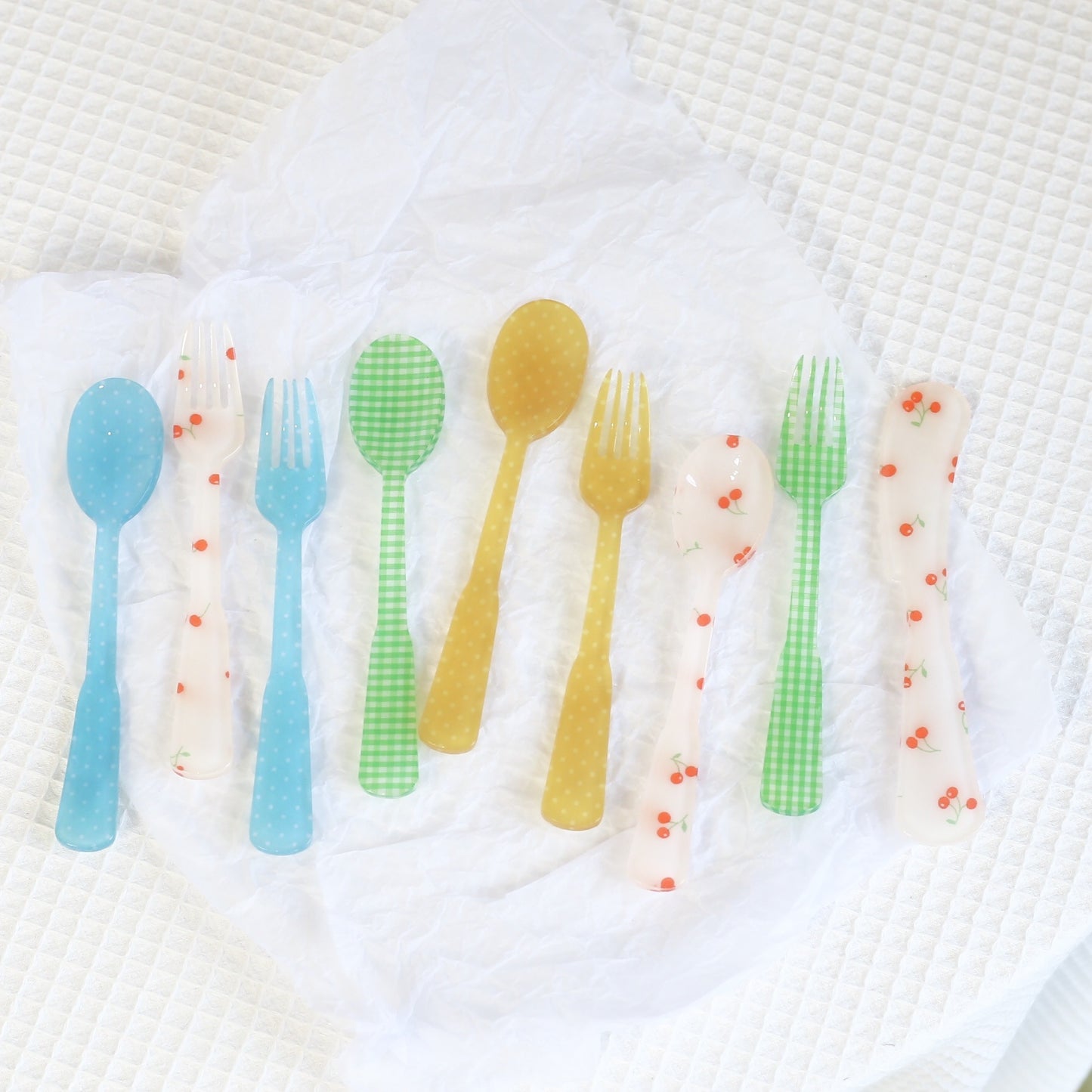 -# フォーク スプーン チェック 水玉 フラワー 食器 カトラリー【mh0001025】 - mamahalo shop - カトラリー -  べビー服 - 子供服 - 男の子 - 女の子