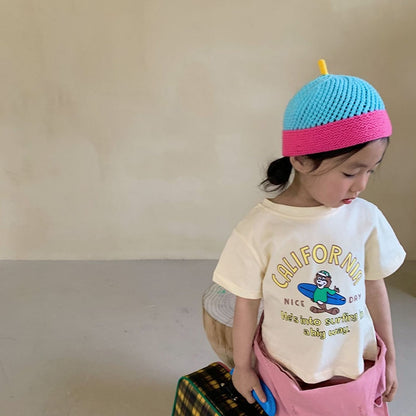 -☺︎ キッズ くま ベア プリント 半袖 Tシャツ トップス - mamahalo shop - 半袖Tシャツ -  べビー服 - 子供服 - 男の子 - 女の子