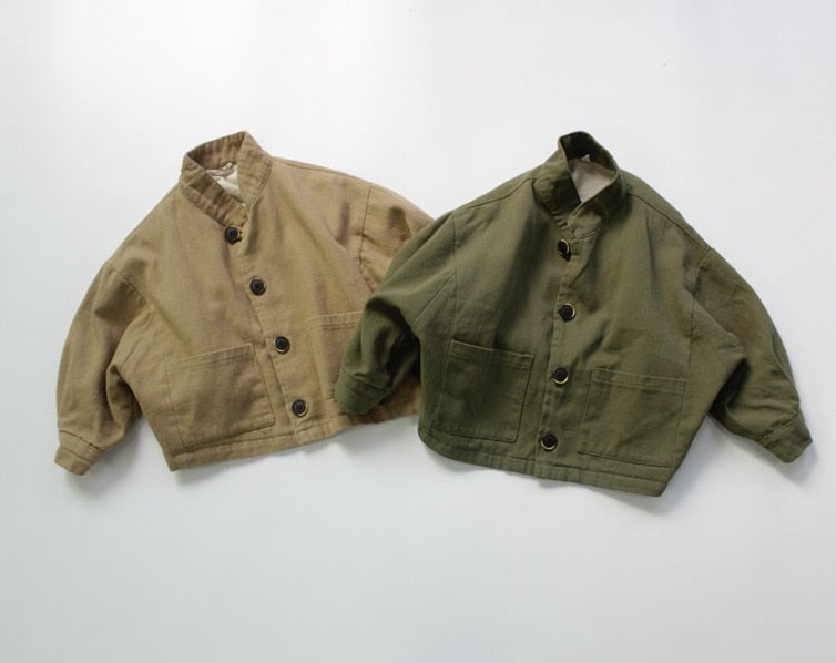 -キッズ コットンリネン ルーズ ジャケット - mamahalo shop - ショートコート・ジャケット・ジャンパー -  べビー服 - 子供服 - 男の子 - 女の子