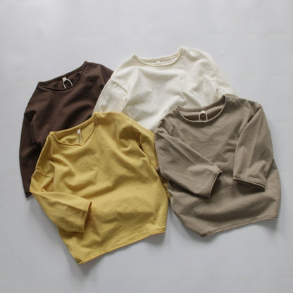 -キッズ服 長袖 Tシャツ トップス シンプル ベーシック 無地 4色 男の子 女の子 - mamahalo shop - 長袖Tシャツ -  べビー服 - 子供服 - 男の子 - 女の子