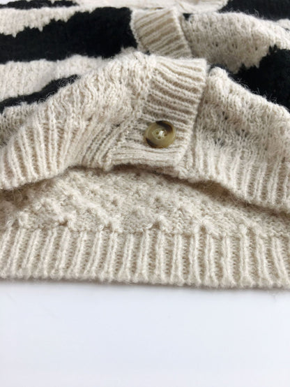 -キッズ ニット ボーダー ルーズ カーディガン トップス - mamahalo shop - カーディガン・パーカー -  べビー服 - 子供服 - 男の子 - 女の子