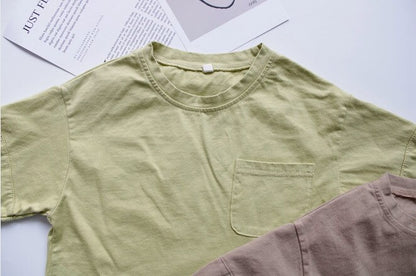 -キッズ ルーズ シンプル 半袖 Tシャツ - mamahalo shop - 半袖Tシャツ -  べビー服 - 子供服 - 男の子 - 女の子