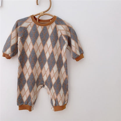 -ベビー ニット ロンパース フラワー アーガイル ミーアキャット ライオン くま - mamahalo shop - 長袖ロンパース -  べビー服 - 子供服 - 男の子 - 女の子