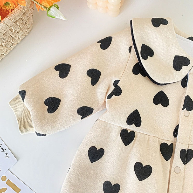 -ベビー ハート フリース アウター ジャンプスーツ【mh0001664】 - mamahalo shop - アウタージャンプスーツ -  べビー服 - 子供服 - 男の子 - 女の子