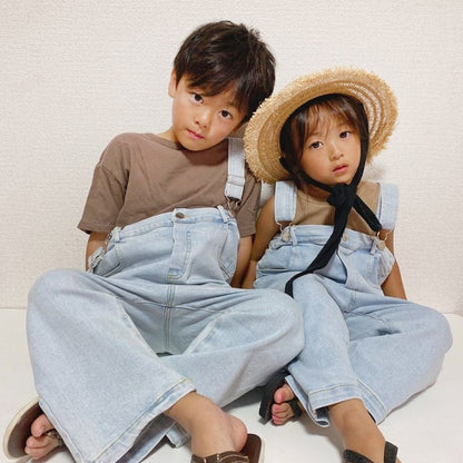 -キッズ デニム サロペット オーバーオール【mh0001323】 - mamahalo shop - オーバーオール -  べビー服 - 子供服 - 男の子 - 女の子