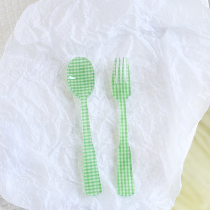 -# フォーク スプーン チェック 水玉 フラワー 食器 カトラリー【mh0001025】 - mamahalo shop - カトラリー -  べビー服 - 子供服 - 男の子 - 女の子
