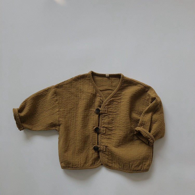 -キッズ コットンリネン カーディガン ジャケット - mamahalo shop - カーディガン・パーカー -  べビー服 - 子供服 - 男の子 - 女の子
