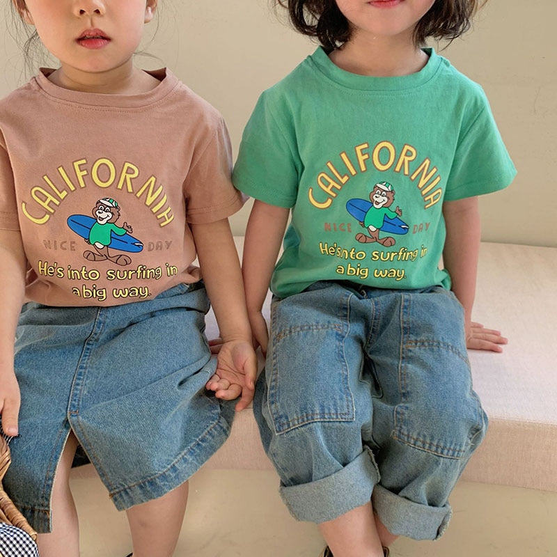 -☺︎ キッズ くま ベア プリント 半袖 Tシャツ トップス - mamahalo shop - 半袖Tシャツ -  べビー服 - 子供服 - 男の子 - 女の子