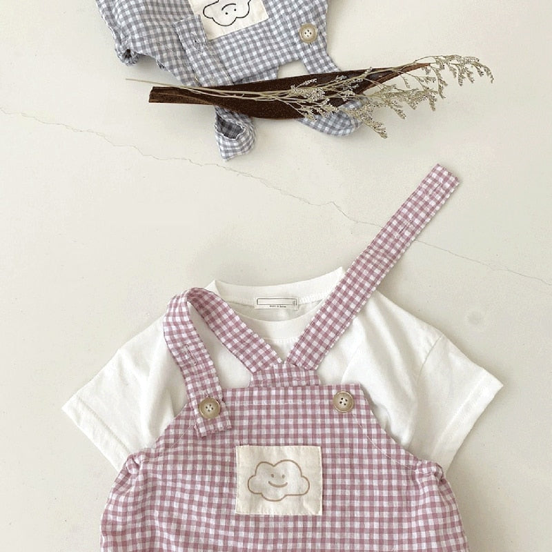 -ベビー チェック サスペンダー ロンパース【mh0000041】 - mamahalo shop - ノースリーブロンパース -  べビー服 - 子供服 - 男の子 - 女の子