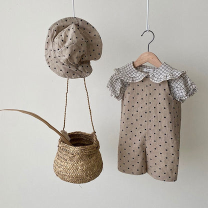 -ベビー チェック みずたま ノースリーブ ルーズ ジャンプスーツ サロペットパンツ【mh0000858】 - mamahalo shop - サロペットパンツ・サスペンダーパンツ -  べビー服 - 子供服 - 男の子 - 女の子