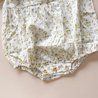 -ベビー フラワー 長袖 ロンパース レース ビブスタイ - mamahalo shop - 長袖ロンパース -  べビー服 - 子供服 - 男の子 - 女の子