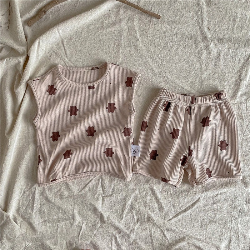 -キッズ くま セットアップ【mh0000448】 - mamahalo shop - ノースリーブセットアップ -  べビー服 - 子供服 - 男の子 - 女の子