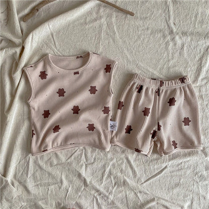 -キッズ くま セットアップ【mh0000448】 - mamahalo shop - ノースリーブセットアップ -  べビー服 - 子供服 - 男の子 - 女の子