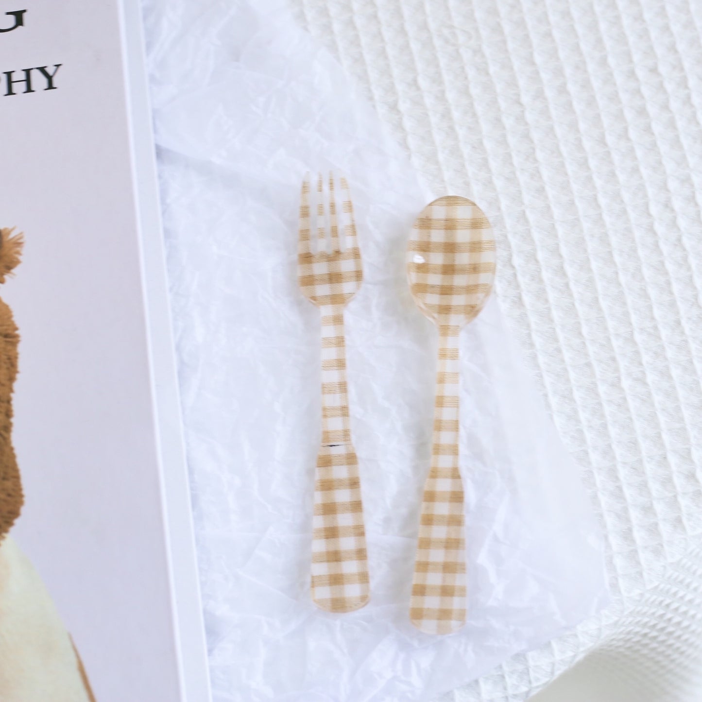 -# フォーク スプーン チェック 水玉 フラワー 食器 カトラリー【mh0001025】 - mamahalo shop - カトラリー -  べビー服 - 子供服 - 男の子 - 女の子