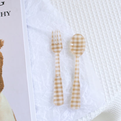 -# フォーク スプーン チェック 水玉 フラワー 食器 カトラリー【mh0001025】 - mamahalo shop - カトラリー -  べビー服 - 子供服 - 男の子 - 女の子