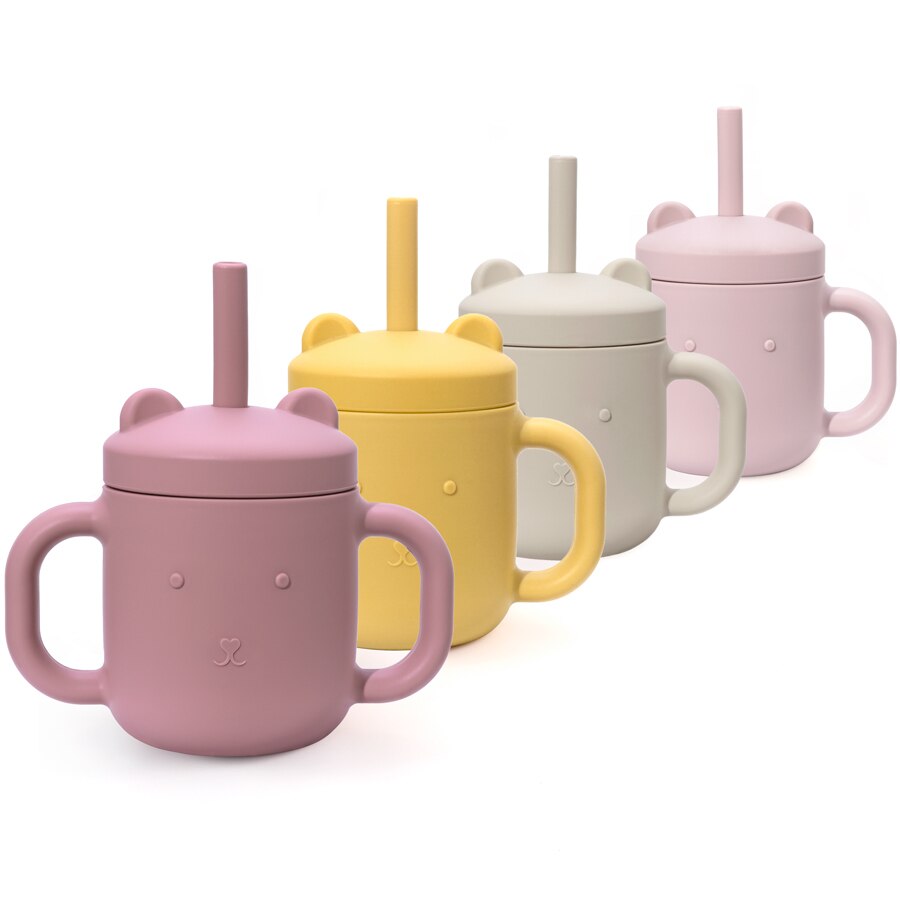 -シリコン ストロー付き カップ コップ - mamahalo shop - ベビーキッズ食器 -  べビー服 - 子供服 - 男の子 - 女の子