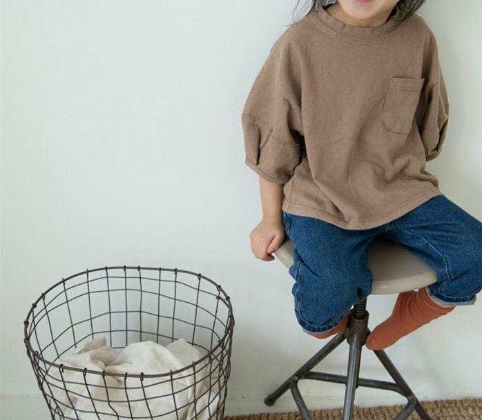 -キッズ ルーズ シンプル 半袖 Tシャツ - mamahalo shop - 半袖Tシャツ -  べビー服 - 子供服 - 男の子 - 女の子