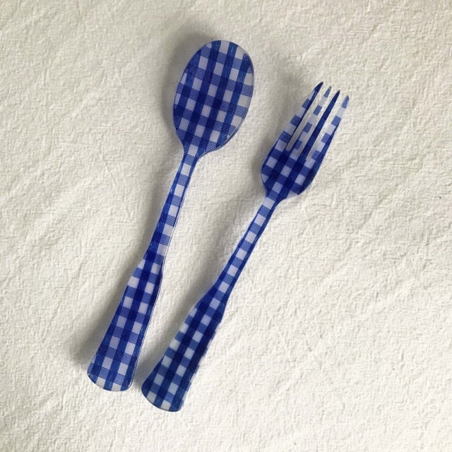-# フォーク スプーン チェック 水玉 フラワー 食器 カトラリー【mh0001025】 - mamahalo shop - カトラリー -  べビー服 - 子供服 - 男の子 - 女の子