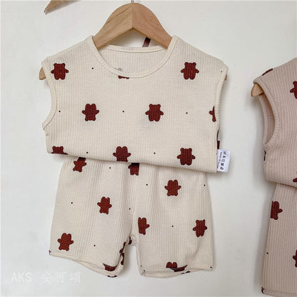 -キッズ くま セットアップ【mh0000448】 - mamahalo shop - ノースリーブセットアップ -  べビー服 - 子供服 - 男の子 - 女の子