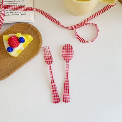 -# フォーク スプーン チェック 水玉 フラワー 食器 カトラリー【mh0001025】 - mamahalo shop - カトラリー -  べビー服 - 子供服 - 男の子 - 女の子