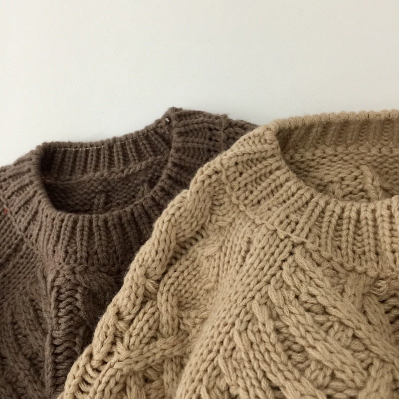 -キッズ ケーブル編み ニット セーター - mamahalo shop - ニット・セーター -  べビー服 - 子供服 - 男の子 - 女の子
